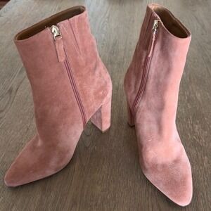 Sézane Adele Ankle Boots-Blush Suede Leather Italian Heels-3.5" Hieght-Sz US 9